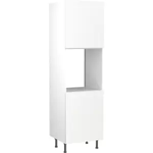 Image of Kitchen Kit Flatpack Slab Kitchen Cabinet Tall Single Oven Unit Super Gloss 600mm in White MFC