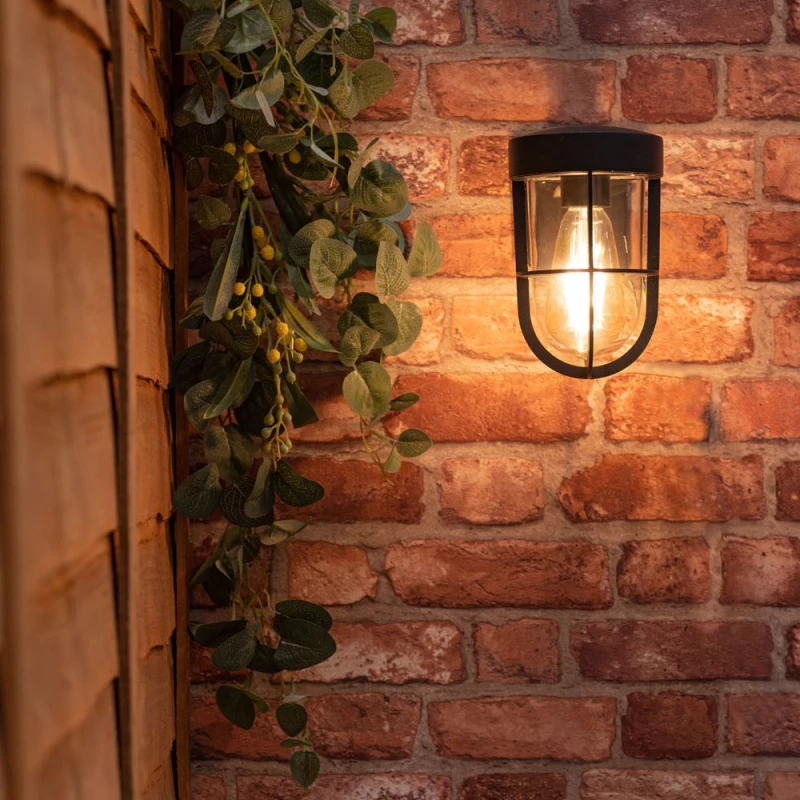 Image of ValueLights ValueLights Fanar Lantern IP44 Rated Bathroom Outdoor Wall Light with LED Bulb in Black One Size Unisex 5059406034343