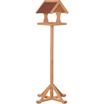 image of Wooden Bird Feeder w/ Cross-shaped Support Feet Weather Resistant Roof - Pawhut