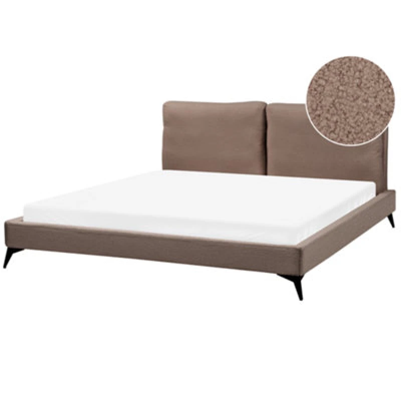 Image of Beliani Bed Boucle Melle 180 X 200 Cm (Eu Super King) Brown