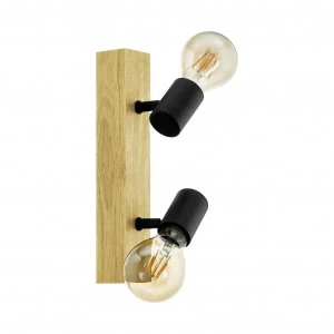 image of Eglo Townshend 3 Light Spotlight - Black and Oak