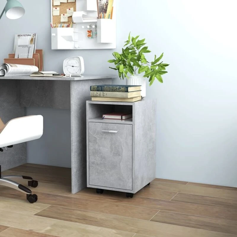 Image of VIDAXL Side Cabinet with Wheels Concrete Grey 33x38x60cm Engineered Wood Vidaxl 8720286586556