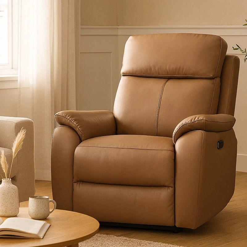 Image of Aspire Aspire Kingsmere Power Recliner Armchair (1 Seater) in Real Leather in Tan Tan Armchair Unisex 5057632315151