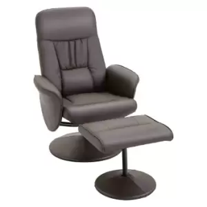 Image of HOMCOM Pu Leather 2 Pieces Reclining Armchair With Ottoman 360 Swivel - Brown