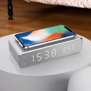 Image of Wireless Charging Silver Alarm Clock by InGenious