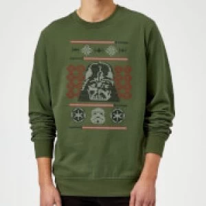 Image of Star Wars Darth Vader Face Knit Green Christmas Sweatshirt - L - Green