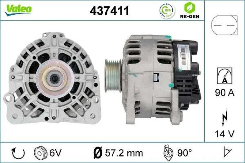 Image of VALEO 437411 Generator Alternator Charging Current: 90A, Voltage: 14V Alternator (4)