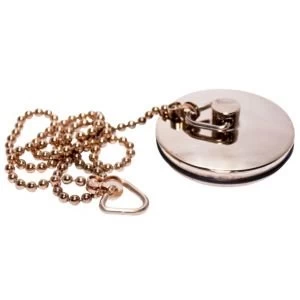 Image of Plumbsure Metal Bath Plug Chain Gold Effect Dia40mm