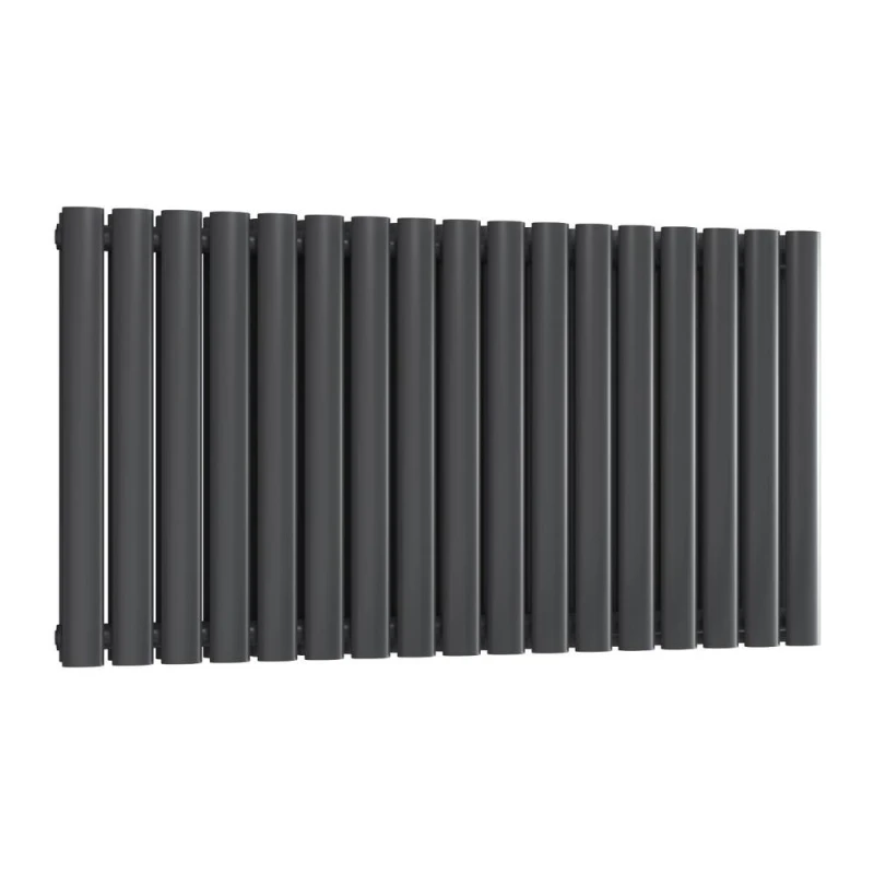 Image of Bathroom Kingdom Neva Anthracite Double Oval Horizontal Radiator 550x826 in Grey Grey Unisex