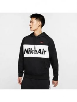 Image of Nike Air Overhead Fleece Hoodie - Black/White/Red