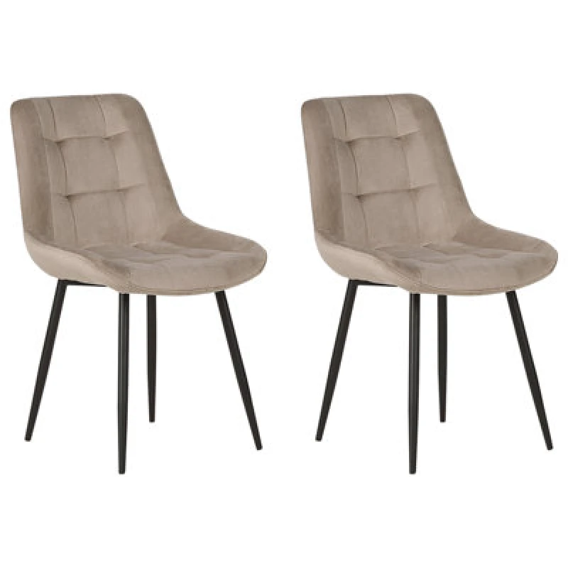 Image of Beliani Set Of 2 Dining Chairs Melrose Velvet Taupe
