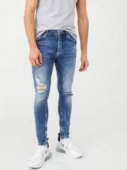 image of Gym King Anton Jeans - Blue, Midwash Size M Men