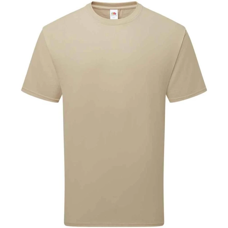Image of Fruit Of The Loom Fruit of the Loom Men Cotton T-Shirt in Light Brown Size: Medium Light Brown M Male 5063703137355