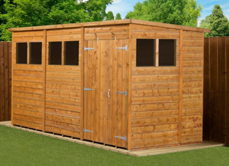 Image of Empire Sheds Empire Modular Pent 12X4 Double Door Windows (12X4) (12ft X 4ft)