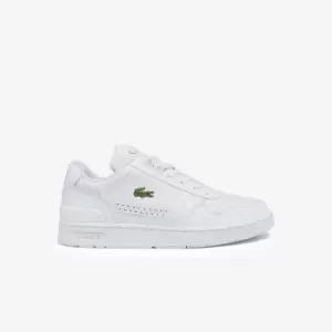 Image of Lacoste Mens T-Clip Leather and Synthetic Trainers Size 11.5 UK White