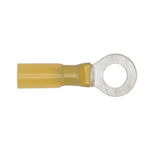 Image of Genuine SEALEY YTSR2584 Heat Shrink Ring Terminal Ø8.4mm Yellow Pack of 25