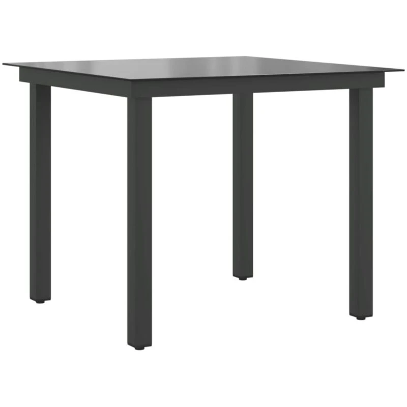 Image of vidaXL Garden Dining Table Glass Aluminium 80x80x74cm Black Outdoor Patio