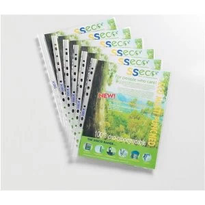 image of Seco Oxo-biodegradable A4 Polypropylene Punched Pockets Clear Multipunched 50 Pack of 100