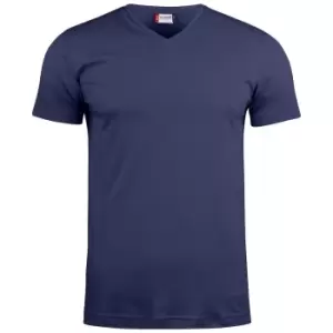 Image of Clique Unisex Adult Basic Knitted V Neck T-Shirt (L) (Dark Navy)