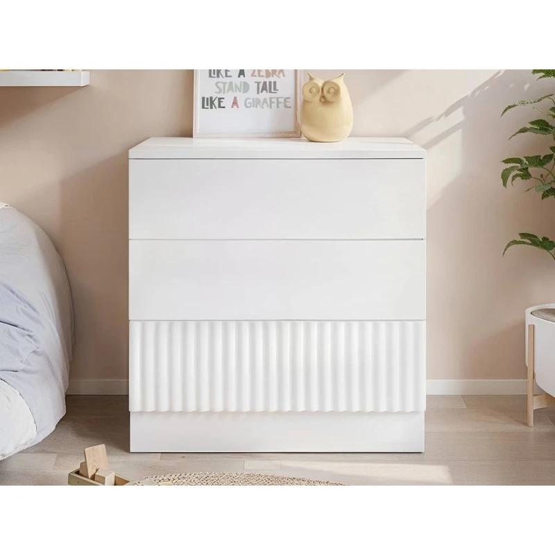 Image of Flair Luca Ribbed 3 Drawer Chest in White White Unisex