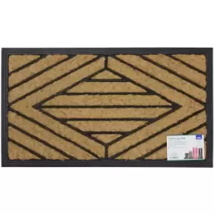 image of Comfort Scraper Coir Rubber Entrance Door Mat, Sqaure Design, 40 x 70cm - JVL