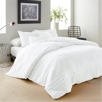 Image of DKNY Chenille Stripe Duvet Cover - White