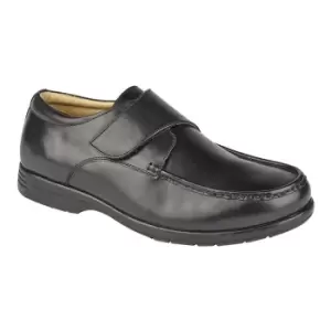 Image of Roamers Mens Leather XXX Extra Wide Touch Fastening Casual Shoe (10 UK) (Black)