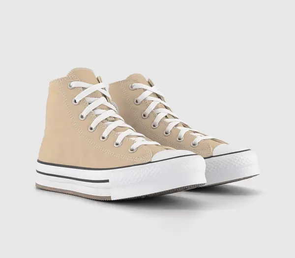 Image of Converse Kids All Star Eva Lift Hi Junior Trainers Nutty Granola White Black, 3