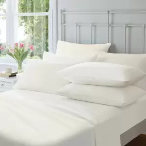 image of Catherine Lansfield Plain Dyed 100% Brushed Cotton Flannelette Fitted Sheet, Cream, Double