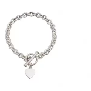 image of Beginnings Sterling Silver B066 Heart Tag T Bar 20cm Bracelet