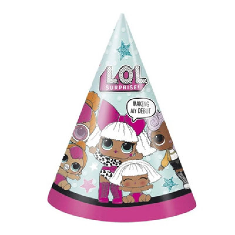 Image of LOL Surprise LOL Surprise Party Hats (Pack of 8) Multi One Size Unisex 5063527401717