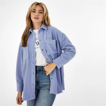 image of Jack Wills Longline Sherpa Shirt - Soft Blue