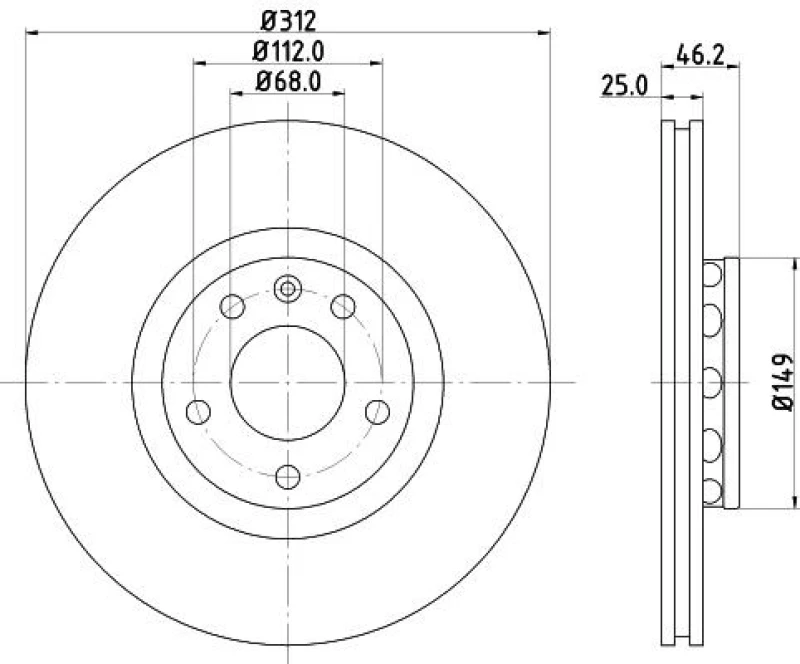 Image of HELLA Brake disc HELLA 8DD 355 127-571