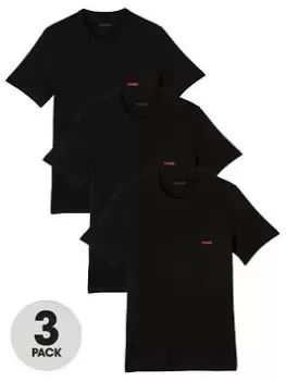 image of HUGO Bodywear 3 Pack T-Shirt - Black, Size L, Men