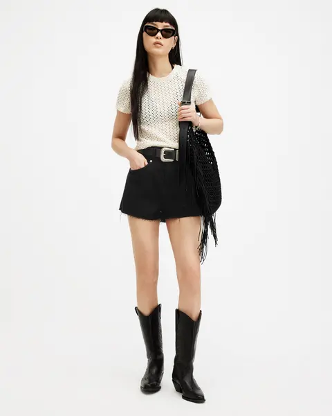 Image of AllSaints Hailey High Rise Denim Shorts