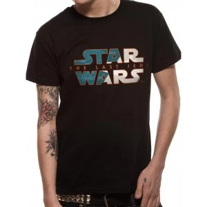 image of Star Wars 8 - Blue Print Logo Mens Small T-Shirt - Black