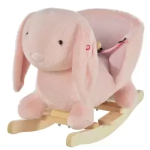 Image of Jouet Kids Plush Rocking Rabbit with Sound, Handlebars & Seat Belt - Pink