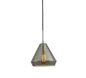 image of Markus Medium Cone Ceiling Pendant E27 Polished Chrome, Smoke Black Glass