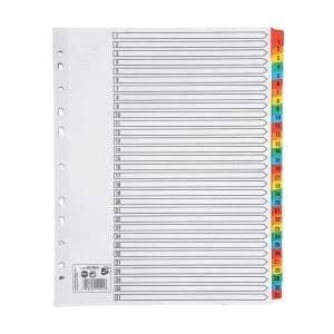 image of 5 Star Office Maxi Index Extra wide 150gsm Card with Coloured Mylar Tabs 1 31 A4 White