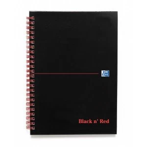 image of Black n Red A5 Glossy Hardback Wirebound Notebook 90gm2 140 Pages Ruled and Perforated Pack of 5