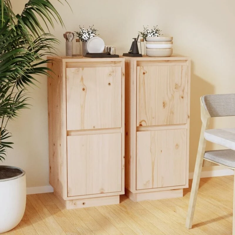 Image of VIDAXL Sideboards 2 pcs 31.5x34x75cm Solid Wood Pine Vidaxl 8720286842072