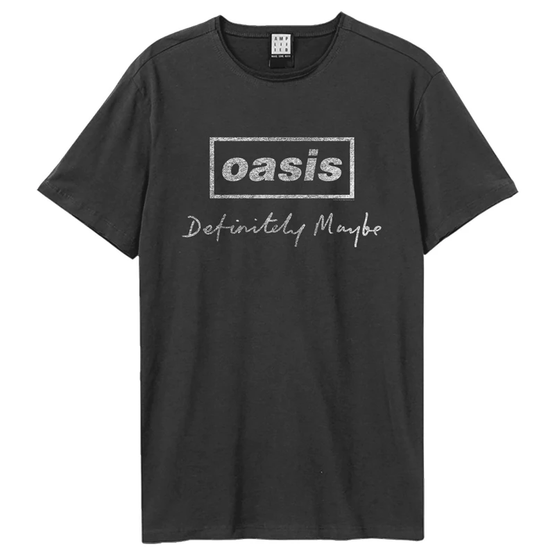 Image of Amplified Amplified Men Definitely Maybe Distressed Oasis T-Shirt in Charcoal Size: X-Small Charcoal XS Male 5063703714853