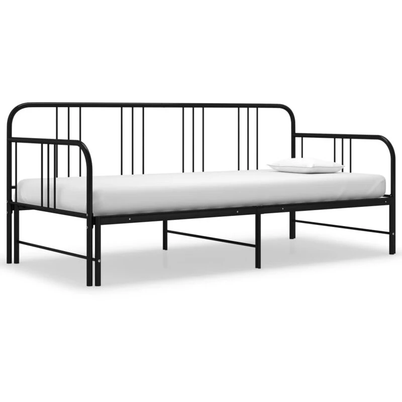 Image of VIDAXL Pull-out Sofa Bed Frame without Mattress Black Metal 90x200cm Vidaxl 8720286162514