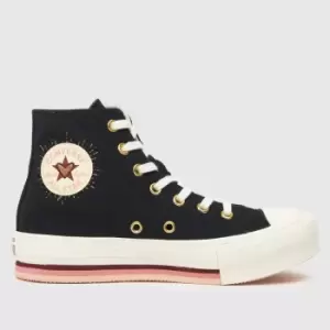 Converse Black & White Hi Eva Lift Valentines Girls Junior Trainers