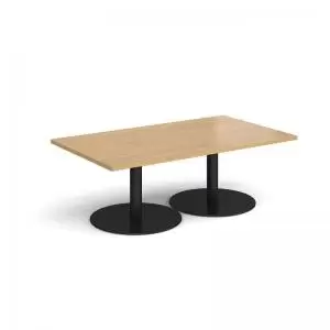 Image of Monza rectangular coffee table with flat round Black bases 1400mm x