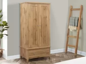 Image of Birlea Hampstead Oak 2 Door 1 Drawer Double Wardrobe