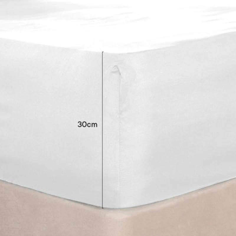 Image of OHS OHS Plain Bed Sheet Microfibre Deep Fitted Soft in White Size: Single White Single Unisex 5027434182800