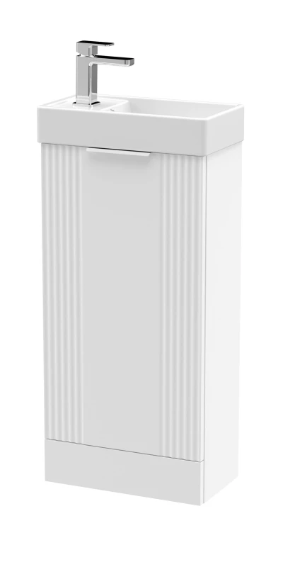 Image of Balterley Retro Floor Standing Bathroom Vanity Basin Unit - 400mm - Satin White White Unisex