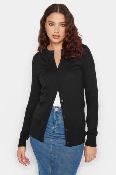 image of Long Tall Sally Tall Button Down Knit Cardigan Black