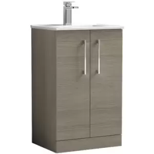 image of Arno Solace Oak 500mm 2 Door Vanity Unit with 18mm Profile Basin - ARN2501B - Solace Oak - Nuie